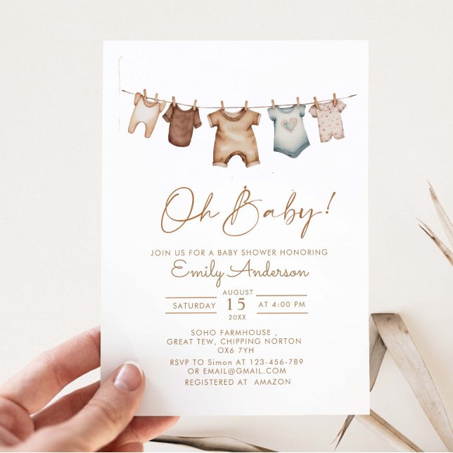 Invitation Oh Baby Boho Baby shower de vêtements (Créateur téléchargé)