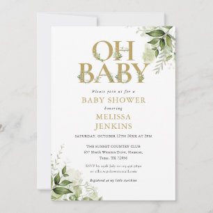 Invitation Oh Baby Botanical Greenery Baby shower Or