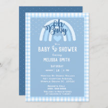 Oh Baby Boy Rainbow Heart Blue Baby shower