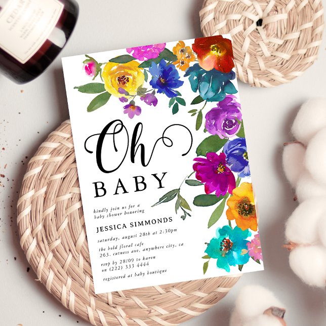Invitation Oh Baby Bright & Bold Florals Baby shower (Créateur téléchargé)