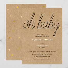 Invitation Oh Baby Chic Script Baby shower / Saupoudrer Rusti