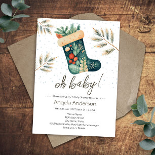 Invitation Oh Baby Christmas Stocking Baby shower