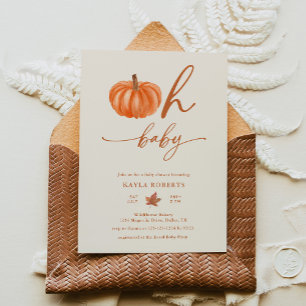 Invitation Oh Baby Citrouille Moderne Baby Shower d'Automne