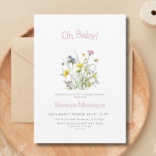 Invitation Oh Baby Classy Wildflower Floral Baby Shower 