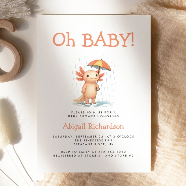 Invitation Oh Baby Cute Axolotl Baby Shower (Créateur téléchargé)