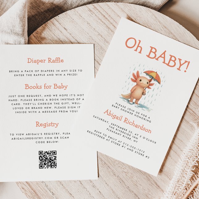 Invitation Oh Baby Cute Axolotl QR Code Baby Shower (Créateur téléchargé)