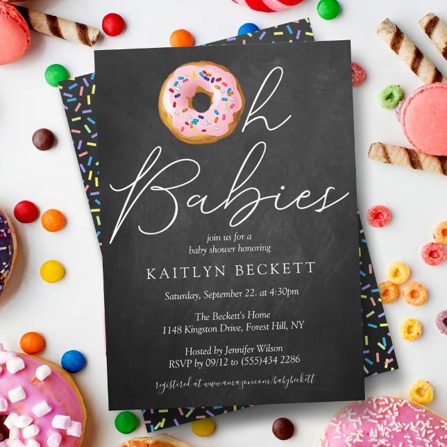 Invitation Oh Baby Donut Saupoudrer le Baby shower jumeau (Créateur téléchargé)