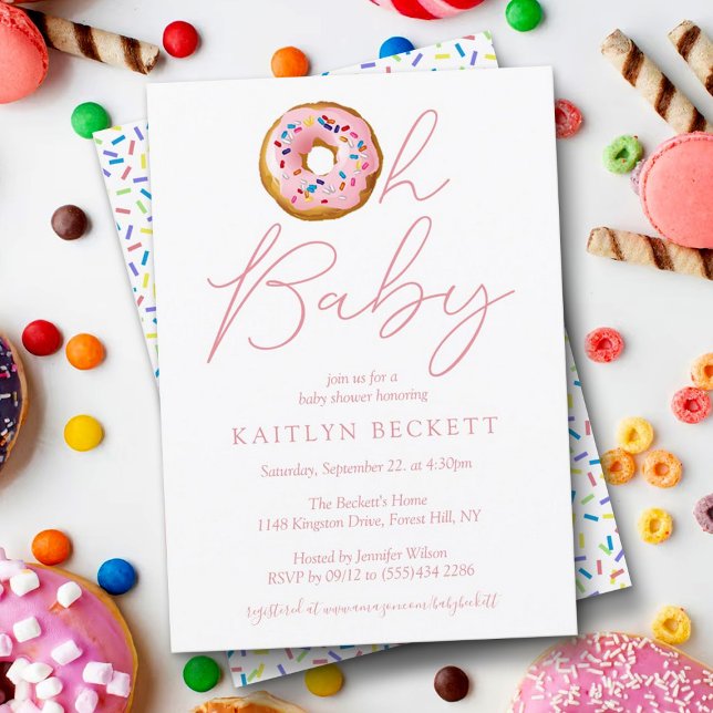 Invitation Oh Baby Donut Sprinkle Girls Baby shower (Créateur téléchargé)