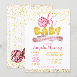 Invitation Oh Baby Donuts Gold Parties scintillant Baby showe