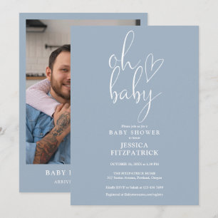 Invitation Oh Baby Dusty Blue Boy Baby shower photo