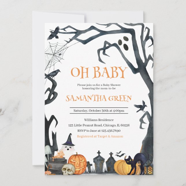 Invitation Oh Baby Éffrayant Baby shower Halloween (Devant)