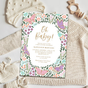 Invitation Oh Baby Elegant Butterfly Garden Baby shower Invit