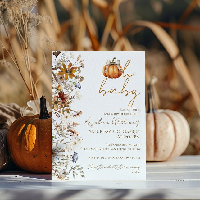 Invitation Oh Baby Fall Floral Citrouille Baby shower (Créateur téléchargé)