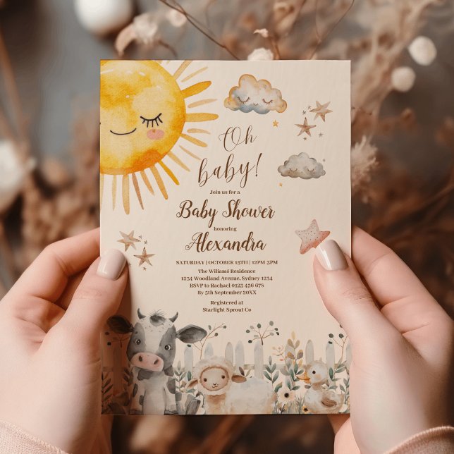 Invitation Oh Baby Farm Animals Baby shower (Créateur téléchargé)