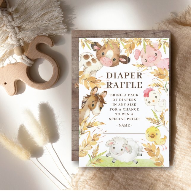 Invitation Oh Baby Farm Animaux Baby shower Déchets Raffle (Créateur téléchargé)