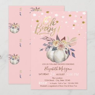 Invitation Oh Baby Fleurs Citrouille Étoiles Baby Shower