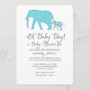 Invitation Oh Baby GARY Douche Elephant Typographie Moderne