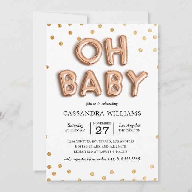 Invitation "Oh Baby" Genre Neutre Baby shower (Devant)
