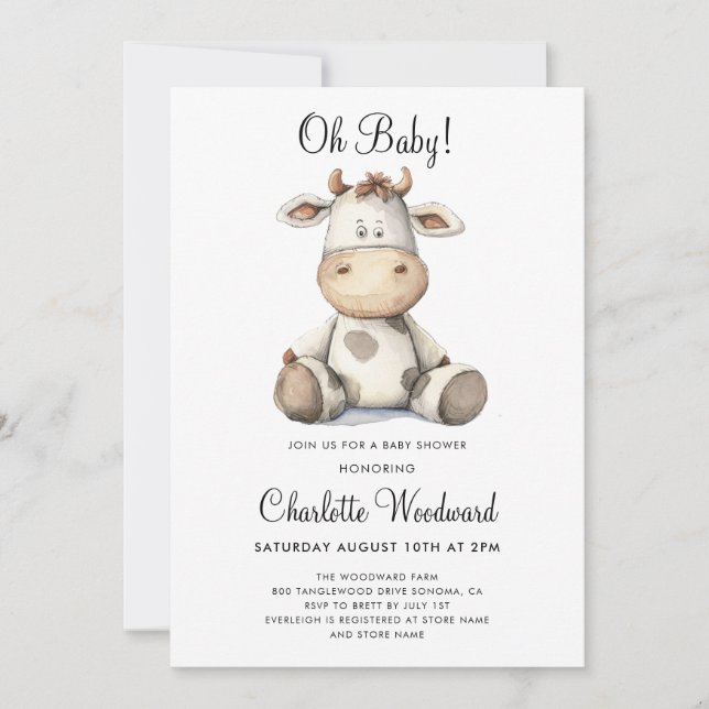 Invitation Oh Baby Genre Neutre Baby shower Boho (Devant)