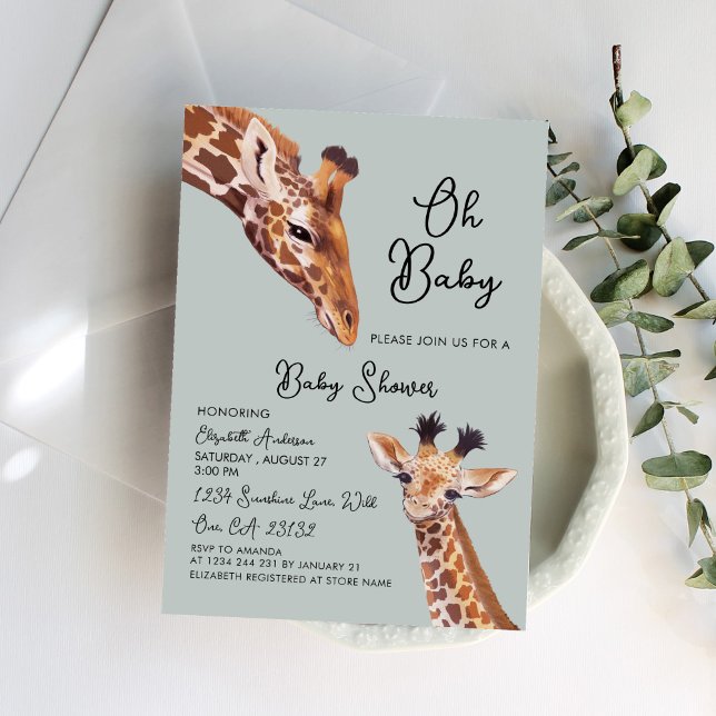 Invitation Oh Baby Giraffe Baby shower (Créateur téléchargé)