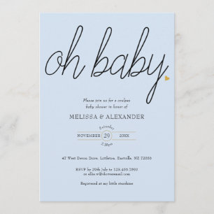 Invitation Oh Baby Gold Love Heart Couples Baby Shower
