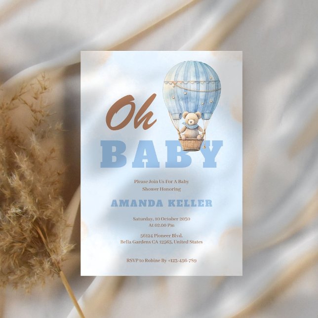Invitation Oh Baby Hot Air Baby shower de ballon (Créateur téléchargé)