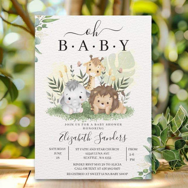 Invitation Oh Baby Jungle Baby Shower Boy (Créateur téléchargé)