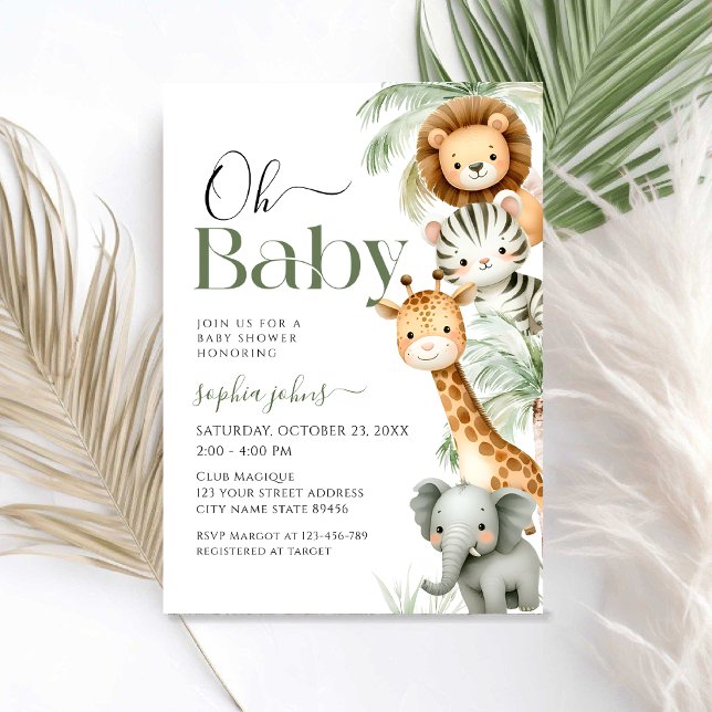 Invitation Oh Baby Jungle Safari Animaux Baby shower de fête (Créateur téléchargé)