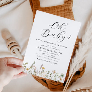 Invitation Oh Baby Little Fleur sauvage Baby shower Invitatio