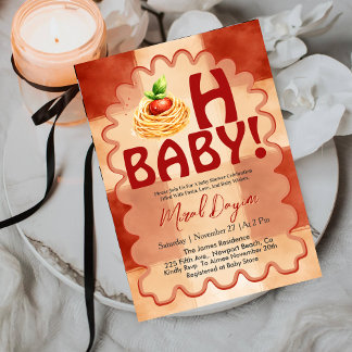 Invitation Oh Baby! Little Meatball Red Gingham Baby Shower