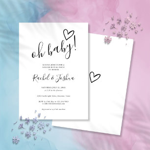 Invitation Oh Baby Love Heart Fête de Révélation du Sexe