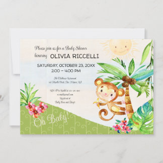 Invitation Oh Baby mignon baby shower jungle singe