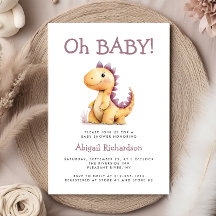Oh Baby mignon Orange Purple Dinosaure Baby shower