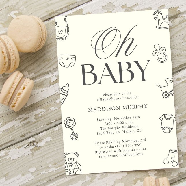 Invitation Oh Baby Minimal Gender Neutral Baby Shower (Créateur téléchargé)