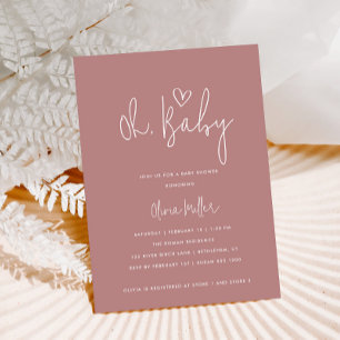 Invitation Oh Baby Minimalist Dusty Baby shower Rose