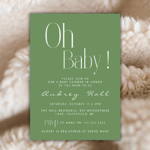 Invitation Oh Baby Minimaliste Sage Vert Baby shower moderne