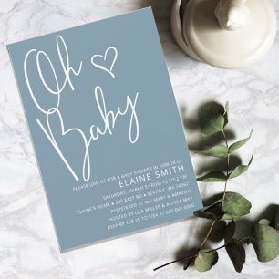 Invitation Oh Baby Modern Cute Blue Boy Baby shower