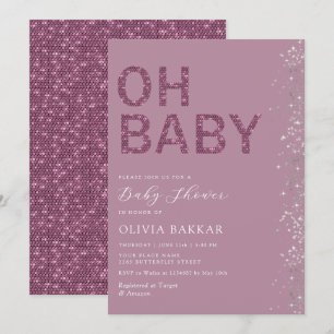 Invitation Oh Baby Modern mignonne Purple Boho Girl Baby show