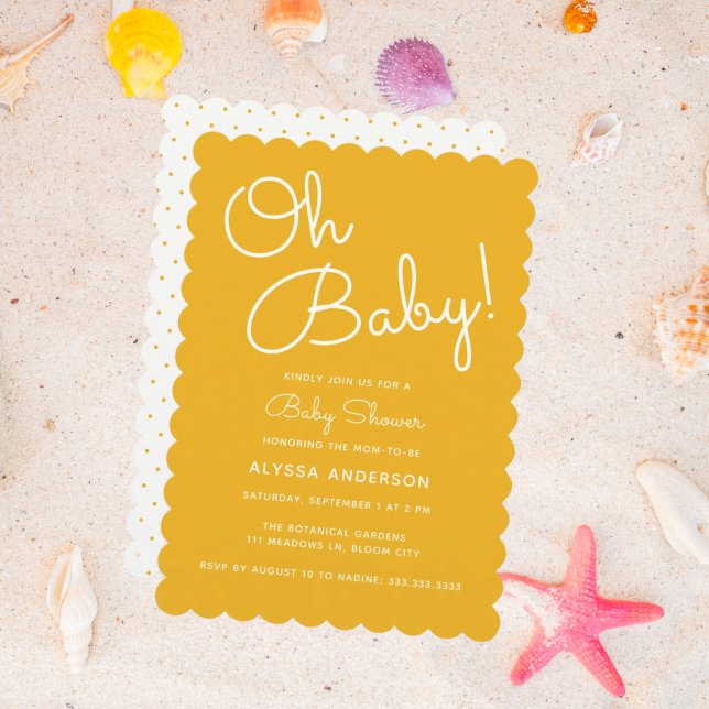 Invitation Oh Baby moderne minimal Jaune Baby shower d'été (Créateur téléchargé)