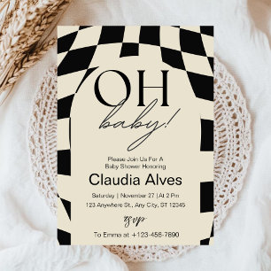 Invitation Oh Baby Moderne Simple Baby shower noir beige
