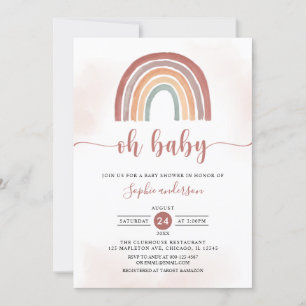 Invitation Oh Baby Muted Tones Boho Rainbow Baby shower