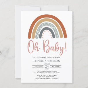 Invitation Oh Baby Muted Tones Boho Rainbow Baby shower