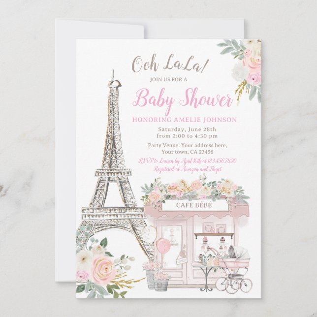 Invitation Oh Baby Paris Baby shower Brunch (Devant)