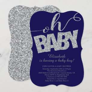 Invitation Oh Baby Parties scintillant moderne garçons Baby s