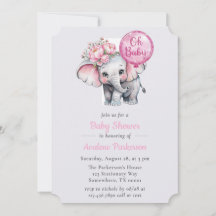 Oh Baby Peint Eléphant Floral Girl Baby shower