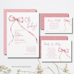 Invitation Oh Baby Pink Bow Girl Baby shower