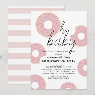 Invitation Oh Baby Pink Donut Girl Drive-by Baby shower