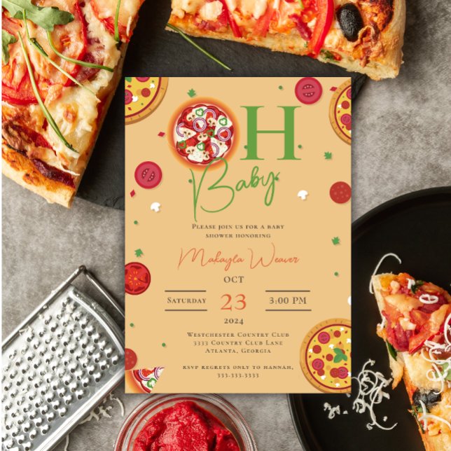 Invitation Oh Baby Pizza Pacificateurs Baby shower cool (Créateur téléchargé)