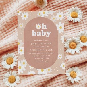 Invitation Oh Baby Retro Daisies Baby shower