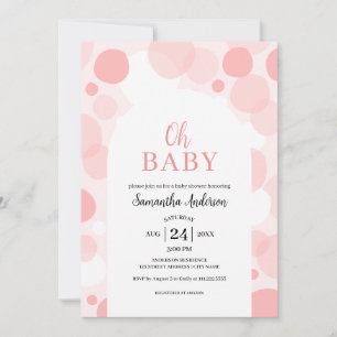 Invitation Oh Baby rose arche Pois Baby shower fille